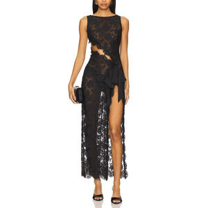 Nbd 'The Angelina' Black Nylon Maxi Dress Size M